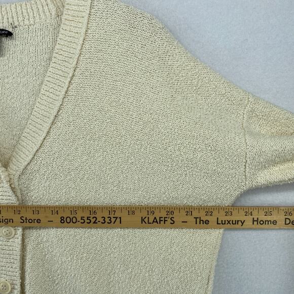 EILEEN FISHER Sweater S Organic Cotton Boucle Boxy Cardigan Button Up Off White - Picture 10 of 12